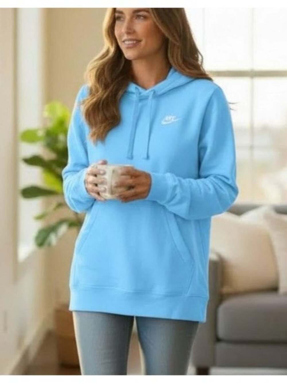 Nike Womens Blue Pullover Hoodie Size Small